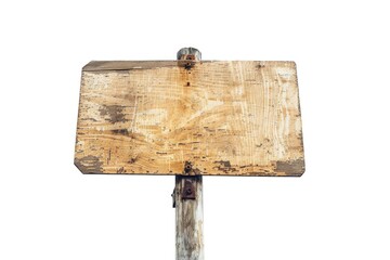 Aufkleber - A simple wooden sign on a pole with a white background, perfect for outdoor use or as a decorative element
