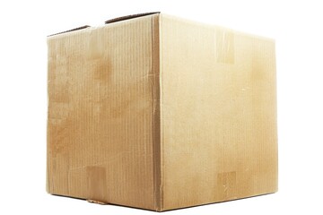Aufkleber - A single cardboard box sitting on a plain white surface