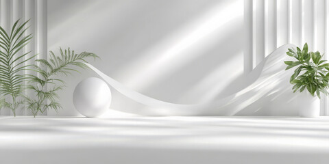 A clean 3D light white background with soft, glowing elements and subtle shadows. The design creates a polished, contemporary look with smooth gradients and elegant lines.