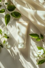 Poster - A tube of lotion sits on top of a white sheet, ready for use