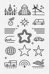 Poster - A black and white image featuring a star and various symbols, ideal for use in educational or spiritual contexts