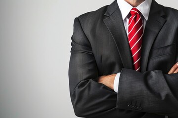 Poster - A man in a suit and tie with his arms crossed, suitable for corporate or professional use