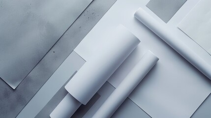 Poster - A collection of stacked white paper rolls, great for use in office or educational settings