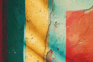 Poster - Close-up of a vibrant wall with worn-out paint, perfect for interior design or home decor projects
