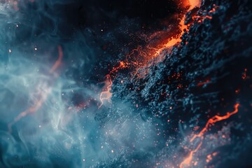 Wall Mural - A close-up shot of flames and smoke