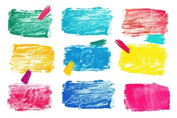Poster - Six different colored brush strokes on a background