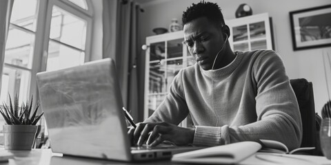 Poster - A person typing away on a laptop at a desk, great for business or work related projects