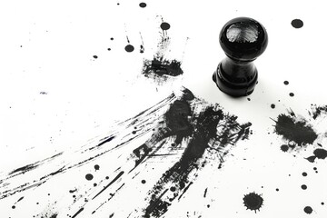 Poster - Black and white photograph of ink splatters on a surface, great for abstract art or design purposes