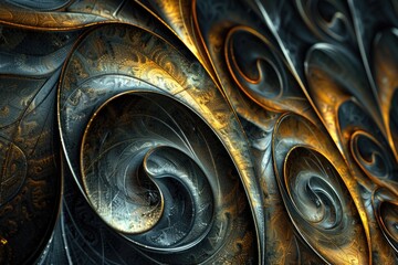 Poster - Close-up shot of a metal object featuring a spiral design, ideal for use in technology, industry or design-related contexts