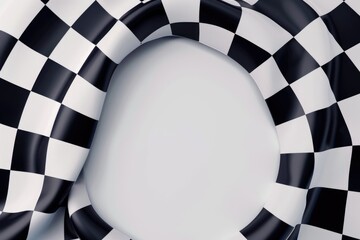 Wall Mural - A simple design featuring a black and white checkered background with a circular shape