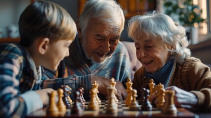 Aufkleber - Couple engaged in a game of strategy and intellect, perfect for representing competition or intellectual pursuits