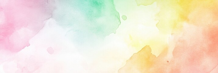 Poster - A pastel watercolor background with soft rainbow colors, perfect for adding text or images to create an elegant and colorful design element for your business website Generative AI