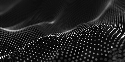 Poster - A wave of black and white dots on a background, perfect for use in data visualization or abstract designs