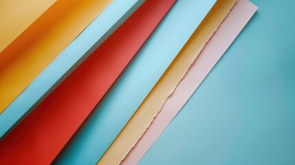 Poster - A collection of colorful papers arranged on a blue surface