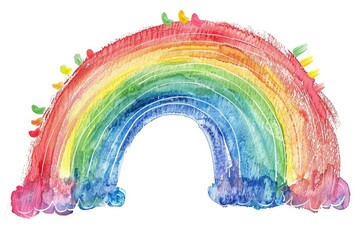 Poster - Watercolor illustration of a vibrant rainbow on a pure white surface
