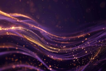 Poster - Abstract background with waves and sparkles in purple and gold colors