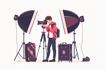 Aufkleber - A person holding a camera, preparing to take a photo