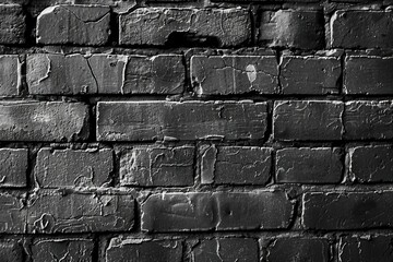 Poster - A close-up image of a worn-out brick wall in black and white