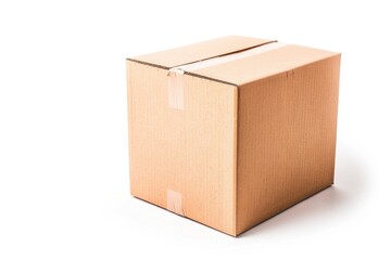 Aufkleber - A simple cardboard box sitting on a plain white surface