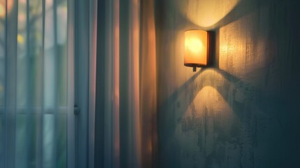 Poster - A single light source mounted on the side of a wall, providing ambient lighting