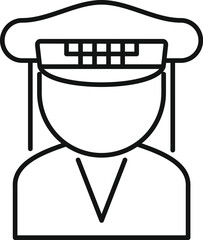 Poster - simple black and white vector illustration of a female taxi driver wearing traditional hat