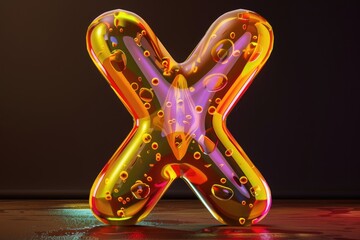 Sticker - A bright and vibrant letter X marked on a wooden surface, perfect for creative projects or decorative purposes