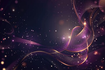 Poster - A beautiful evening sky with a purple and gold glow, filled with twinkling stars and lights