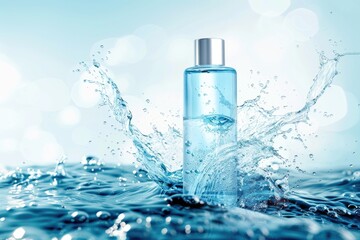 Poster - A bottle of water splashes out of the ocean, capturing a moment of natural beauty