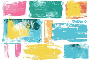 Poster - A vibrant set of paint strokes on a white background, great for abstract art and design illustrations