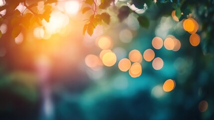 Canvas Print - Bokeh effect light through tree leaves background