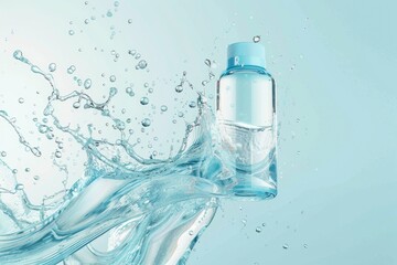 Poster - A close-up view of a water bottle with a splash of water on the surface, great for use in outdoor or beverage-related concepts