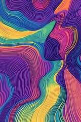Poster - abstract colorful striped horizontal background illustration in a line art style