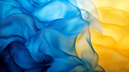 Canvas Print - Blue and Yellow Translucent Fabric