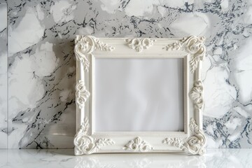 Aufkleber - A picture frame sits on top of a marble countertop, providing a decorative spot for displaying memories