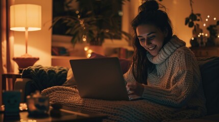 Poster - A person working on their laptop on a couch