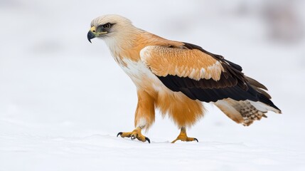 Wall Mural - A large bird with a long beak standing in the snow, AI