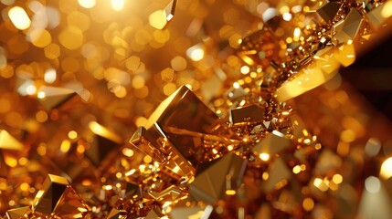 Poster - A bunch of golden cubes hang from a ceiling, perfect for decorative or commercial use