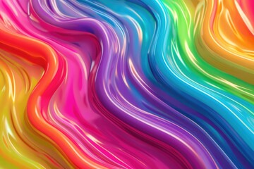 Fototapete - A colorful image with wavy lines on a multicolored background, suitable for designs and projects that require a creative and playful atmosphere