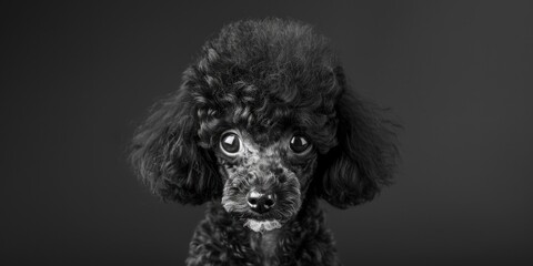 Poster - A black and white photo of a poodle, ideal for use as a design element or in a article about dogs