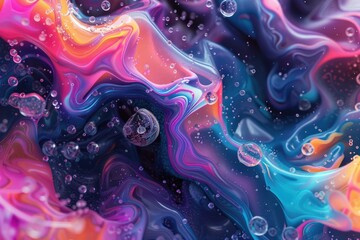Poster - A detailed view of vibrant colors mixed in paint, great for art or design concepts