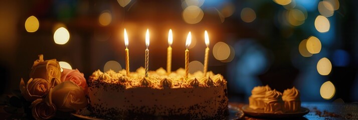 Poster - Candlelit Celebration on a Birthday Cake