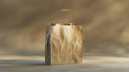 Poster - A simple brown paper bag placed on a table, often used for carrying or storing small items