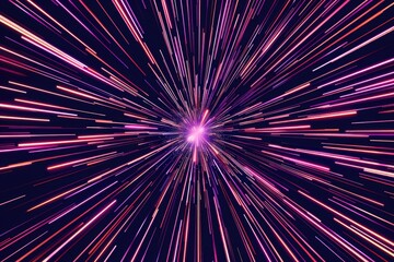 Poster - A vibrant starburst with purple and red hues set against a dark, black background
