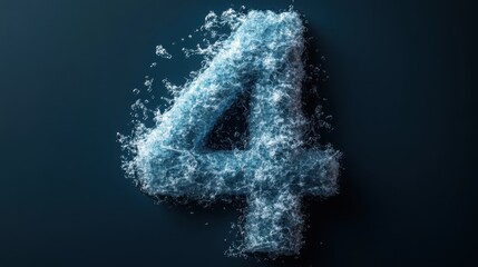 this image features a number four constructed from splashing water particles, captured vividly again