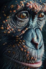 Aufkleber - Close-up view of a monkey's face with distinctive orange spots, suitable for use in wildlife or nature-themed projects