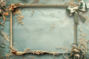 Canvas Print - A decorative frame with a bow and flowers, great for various occasions