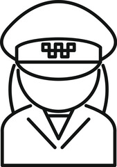 Poster - Simple line icon of a female taxi driver wearing a uniform and a checker pattern cap