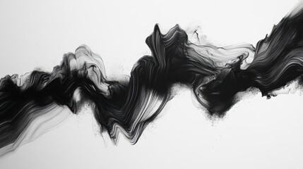 Wall Mural - Abstract black ink swirl on a white background