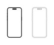 © Wenzel Design - Minimalistic smartphone silhouette in fill and linear vesion. Phone device model silhouette vector icon