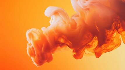 Wall Mural - Abstract orange and white ink swirling in liquid